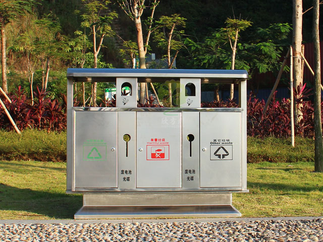 市政戶(hù)外三分類(lèi)不銹鋼垃圾桶