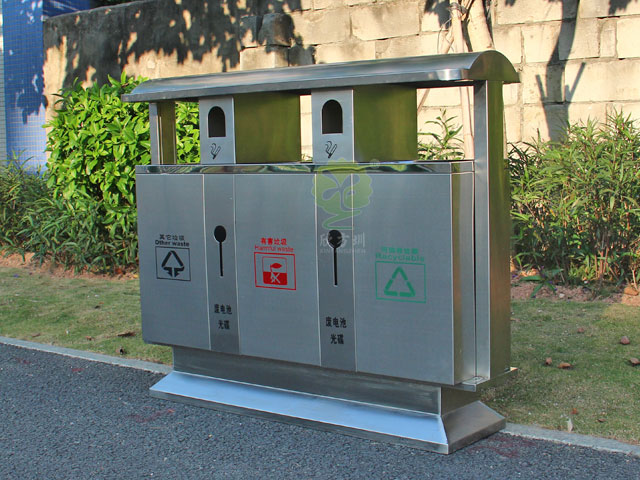 市政戶(hù)外三分類(lèi)不銹鋼垃圾桶