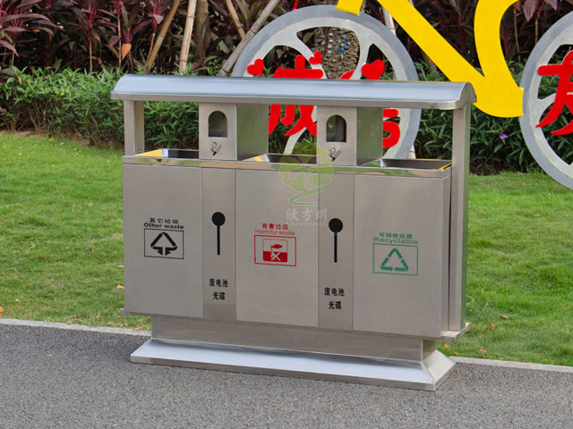 市政戶(hù)外三分類(lèi)不銹鋼垃圾桶