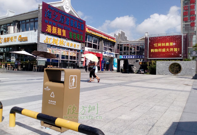 巽寮灣戶(hù)外單桶鋼制垃圾桶戶(hù)外街道擺放圖