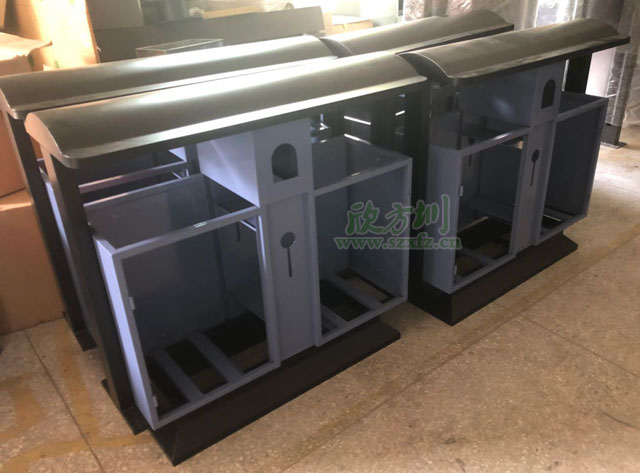 戶外鋼木分類(lèi)垃圾桶便于惠州植物園垃圾投放