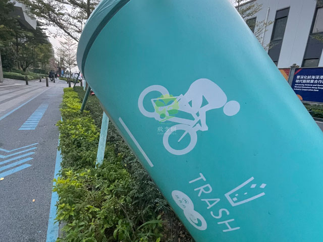 騎行道專(zhuān)線(xiàn)垃圾桶在深圳陸續(xù)投放
